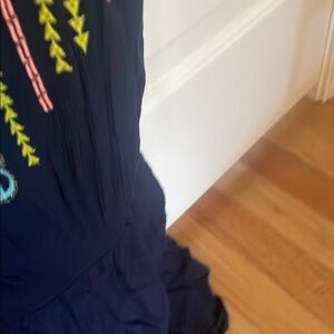 Lilly Pulitzer Navy Romper with Colorful Embroidery